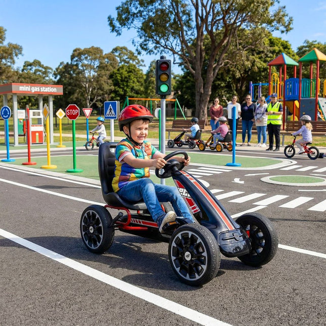 Mynamas motokartas HECHT 59793 BLACK, pripučiami ratai