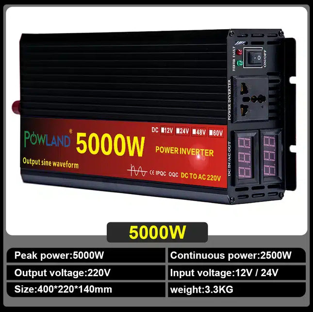 Powland grynos sinusinės bangos keitiklis DC 12v AC 220v 2500W/5000W