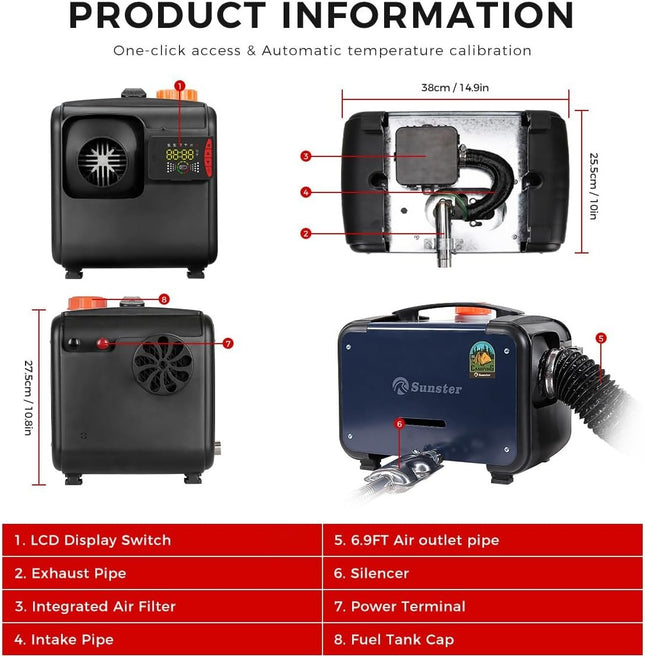 Dyzelinis šidytuvas 2-8 kW, App, 220V Adapteris