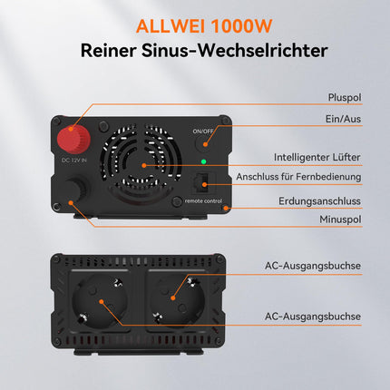 ALLWEI Švaraus Sinuso Inverteriai 12V → 230V