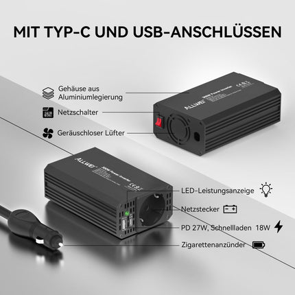ALLWEI Švaraus Sinuso Inverteriai 12V → 230V