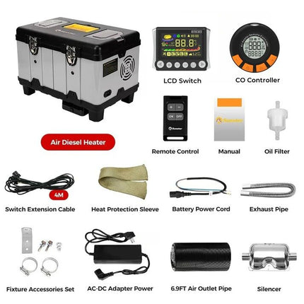 8 kW dyzelinis šildytuvas Sunster TB10pro, 12/24V, 220V su Wifi, Bluetooth ir CO signalizacija