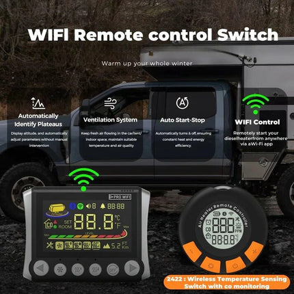 8 kW dyzelinis šildytuvas Sunster TB10pro, 12/24V, 220V su Wifi, Bluetooth ir CO signalizacija