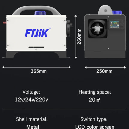 Dyzelinis oro šildytuvas fdik T6 8kW 12/24/220 V su LCD valdikliu