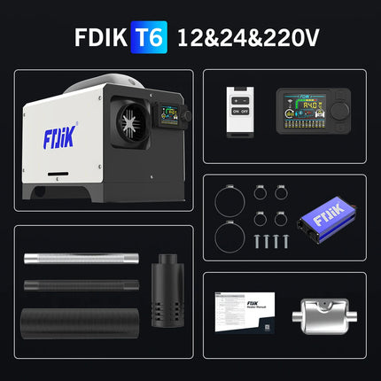 Dyzelinis oro šildytuvas fdik T6 8kW 12/24/220 V su LCD valdikliu