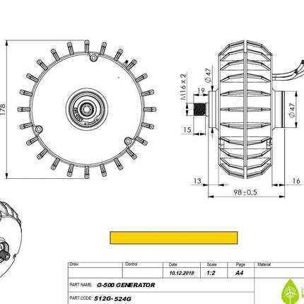 Istabreeze G-500 24V nuolatinio magneto generatorius