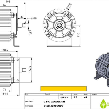 Istabreeze G-800 24V nuolatinio magneto generatorius