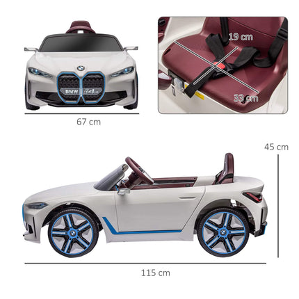 Vienvietis vaikiškas elektromobilis BMW i4, baltas