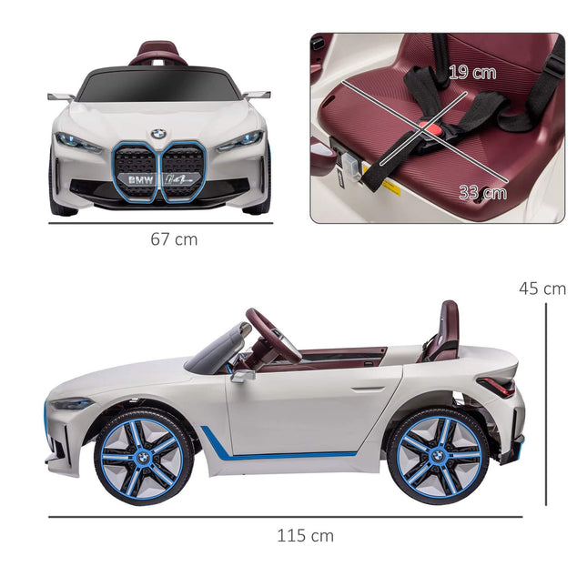 Vienvietis vaikiškas elektromobilis BMW i4, baltas