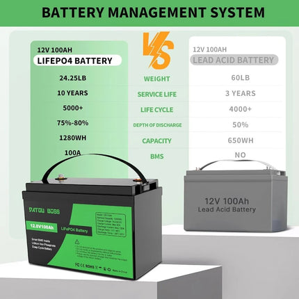 Akumuliatorius Datouboss, LiFePO4, 100Ah, 12V