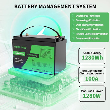 Akumuliatorius Datouboss, LiFePO4, 100Ah, 12V