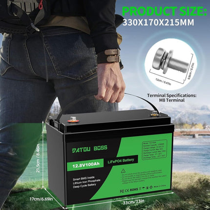 Akumuliatorius Datouboss, LiFePO4, 100Ah, 12V