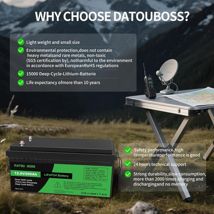 Akumuliatorius Datouboss, LiFePO4, 200Ah, 12V