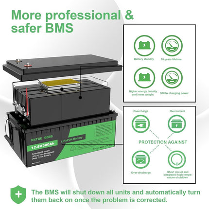 Akumuliatorius Datouboss, LiFePO4, 300Ah, 12V