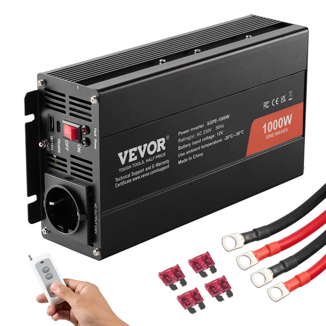 12V Švaraus sinuso inverteris Vevor 1000W