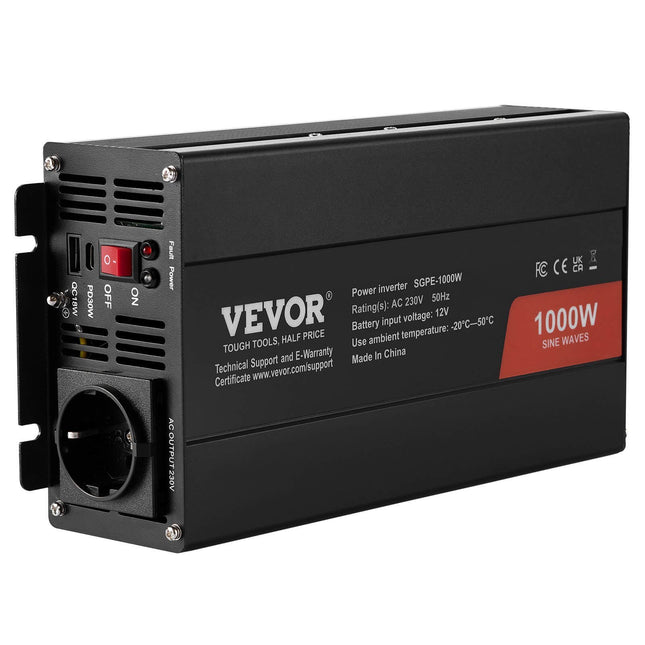 12V Švaraus sinuso inverteris Vevor 1000W