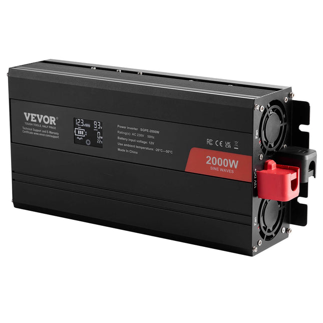 12V Švaraus sinuso inverteris Vevor 2000W