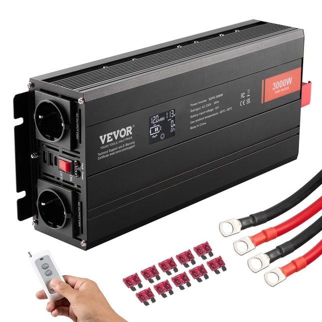 12V Švaraus sinuso inverteris Vevor 3000W