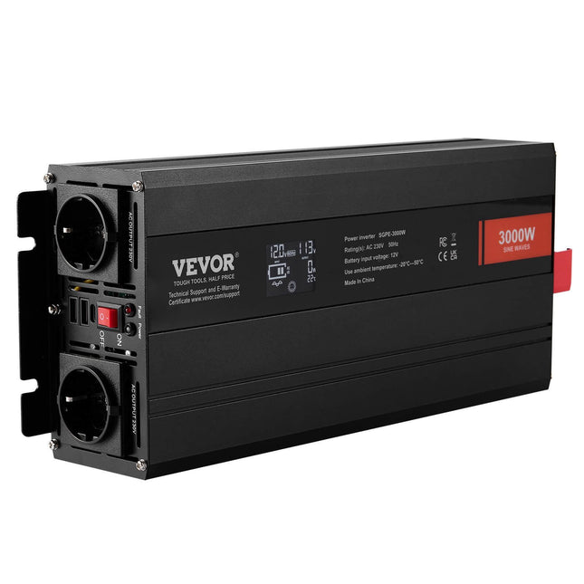 12V Švaraus sinuso inverteris Vevor 3000W