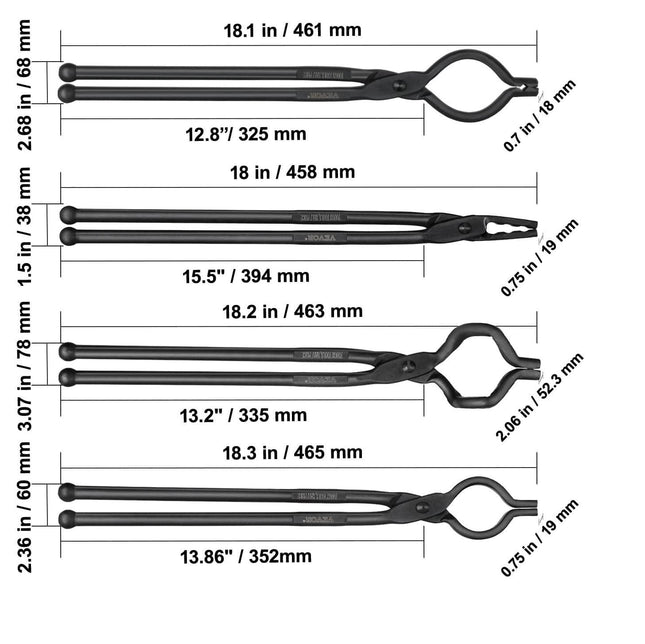 Kalviškų žnyplių rinkinys Vevor, 4 dalių
