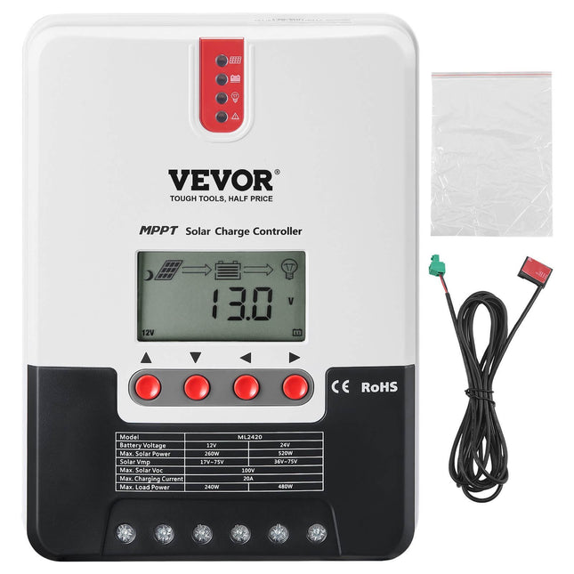 MPPT valdiklis saulės jėgainėms 20A 12/24V