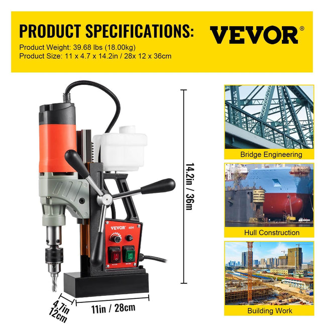 Magnetinis grąžtas Vevor 1200W 40mm