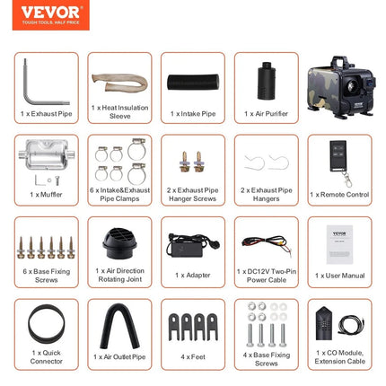 Dyzelinis šildytuvas su Bluetooth ir CO aliarmu Vevor