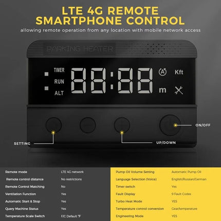 Dyzelinis šildytuvas Sunster A2446, 8 kW 12/24 V su GSM valdymu ir atnaujintu pagrindiniu LET-4/5G valdikliu