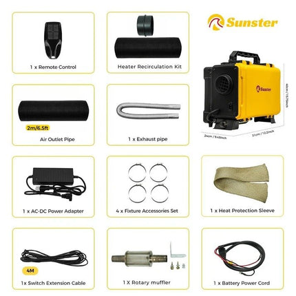Dyzelinis šildytuvas Sunster HTB1, 8 kW 12 V / 220 V su Bluetooth valdymu