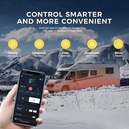 Dyzelinis šildytuvas Sunster TB10, 8 kW 12/24 V, 220 V su Bluetooth valdymu