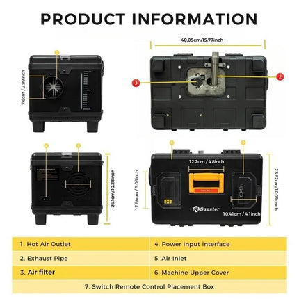Dyzelinis šildytuvas Sunster TB10, 8 kW 12/24 V, 220 V su Bluetooth valdymu