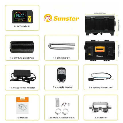 Dyzelinis šildytuvas Sunster TB10, 8 kW 12/24 V, 220 V su Bluetooth valdymu