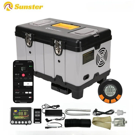 Dyzelinis šildytuvas Sunster TB10pro, 8 kW 12/24 V, 220 V su belaidžiu temperatūros valdymu ir Bluetooth funkcija