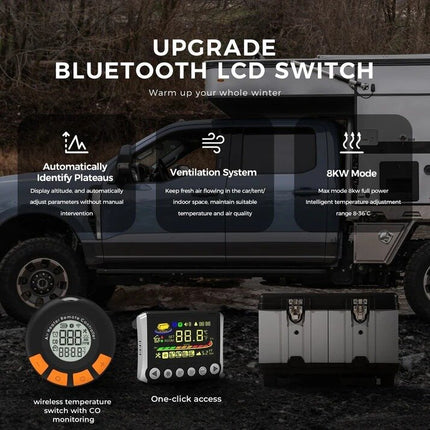 Dyzelinis šildytuvas Sunster TB10pro, 8 kW 12/24 V, 220 V su belaidžiu temperatūros valdymu ir Bluetooth funkcija