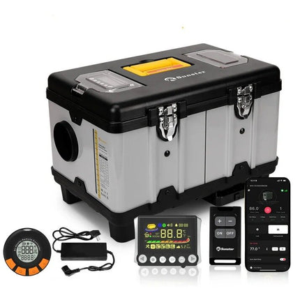 Dyzelinis šildytuvas Sunster TB10pro, 8 kW 12/24 V, 220 V su belaidžiu temperatūros valdymu ir Bluetooth funkcija