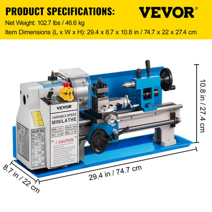 Metalo tekinimo staklės VEVOR 7x14 colių, 550W
