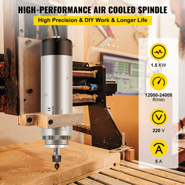 CNC špindelis VEVOR 1.5KW, Oru aušinamas