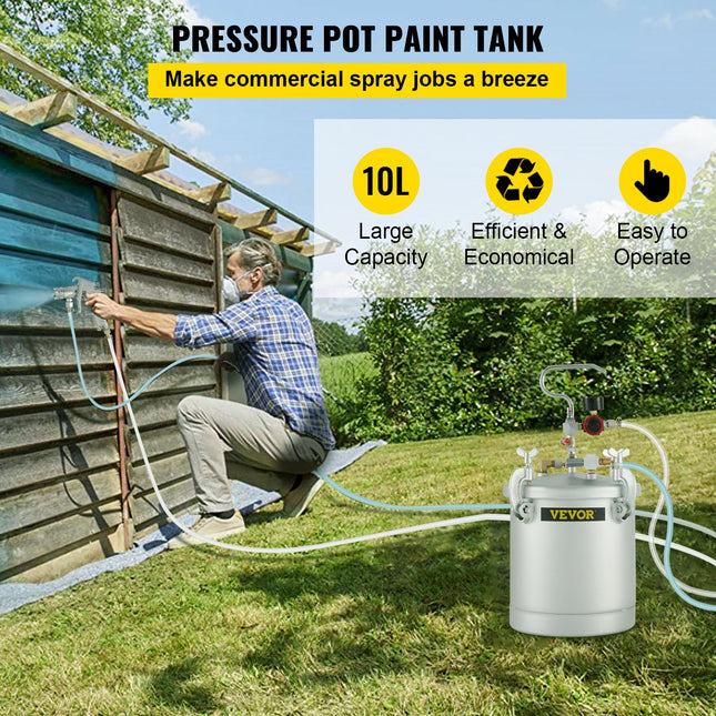 Dažų slėginis bakas VEVOR 10L, 1.5 mm purkštukas