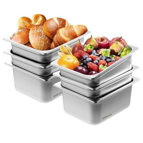 Gastronominiai indai VEVOR UCT8126-6, GN 1/2, 150 mm gylio, 6 vnt.