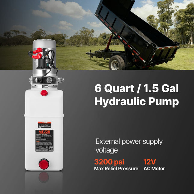 Hidraulinė stotelė VEVOR TDDC12V-1.6KW-D-6L, 12V 1.6kW