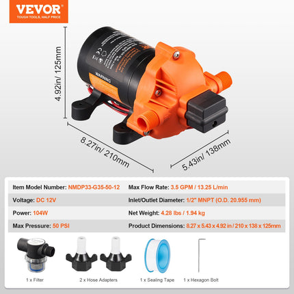 Membraninis vandens siurblys VEVOR NMDP33-G35-50-12, 13,25 l/min