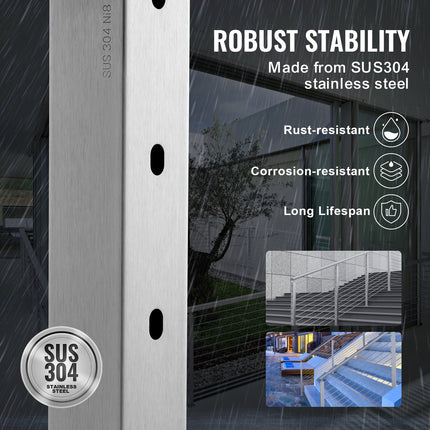 Turėklų stulpas trosams VEVOR HR-012, 91,4 cm aukščio