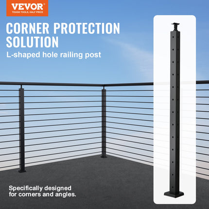 Trosinių turėklų kampinis stulpas VEVOR HR-014, 106,7 cm