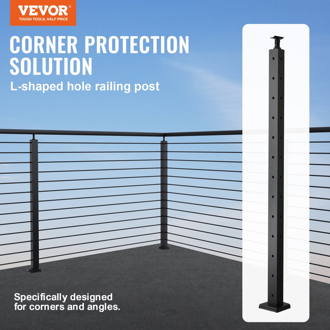 Trosinių turėklų kampinis stulpas VEVOR HR-014, 106,7 cm