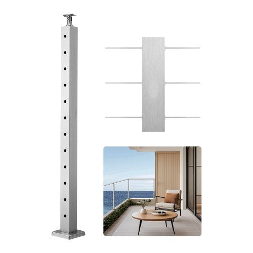 Trosinių turėklų stulpas VEVOR HR-023G, 106,7 cm aukščio