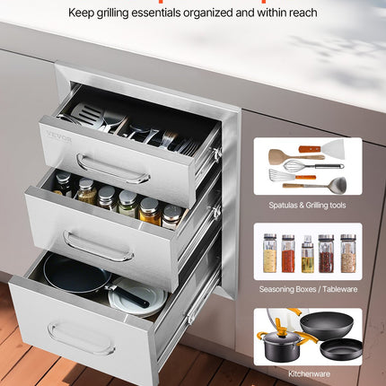 Lauko virtuvės stalčiai VEVOR KM-CTG-2302-SKU4, 3 dalių