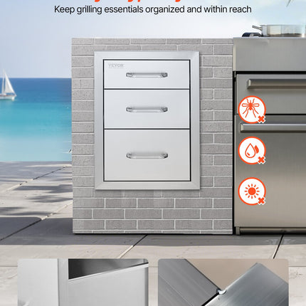 Lauko virtuvės stalčiai VEVOR KM-CTG-2302-SKU4, 3 dalių