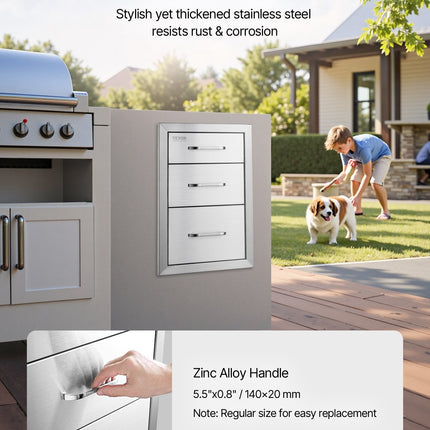 Lauko virtuvės stalčiai VEVOR KM-CTG-2302-SKU4, 3 dalių