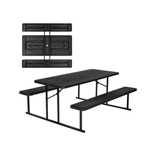 Sulankstomas iškylos stalas su suolais VEVOR EBB-3072KD-2CN, 180 cm ilgio