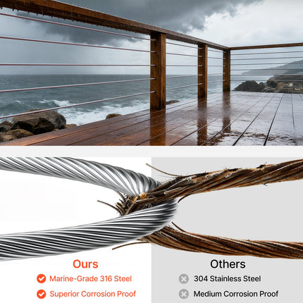 Plieninis trosas VEVOR 1*19-0.25~24.0mm, 3.2 mm